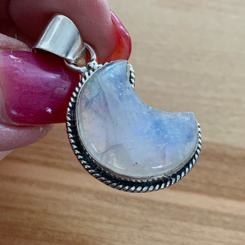 Moon Rainbow Moonstone Solid 925 Sterling Silver … - image 3